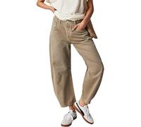 TACSTRUN Women's Baggy Vintage Low Rise Barrel Jeans Work Casual Distressed Washed Wide Leg Ankle Denim Pants,Khaki,M