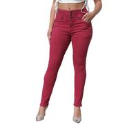 TACSTRUN Women's High Waisted Stretch Skinny Jeans Slim Fit Curvy Butt Lifting Denim Pants,Red,M