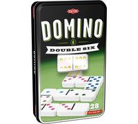 Tactic 53913 Double 6 Learn | Popular Table Classic Game for Friends & Family | 2+ Players | Coloured Dots for Easy Play | Sturdy Storage Tin | Plastic Dominoes That Last | Age 7+, Mixed