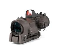 Tactical 1-4x Fixed Dual Field of View Red Illumination Purpose Scope RifleScope, with Mini DOC Compact Red Dot Optics Reflex Sight, Tan