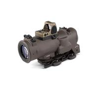 Tactical 1-4x Fixed Dual Field of View Red Illumination Purpose Scope, with Mini Compact Red Dot Optics Reflex Sight, RifleScope for Airsoft Hunting, Tan