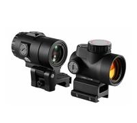 Tactical 1x25 HD Red Dot Sight with Riser Mount & Quick-Release Clamshell Picatinny 3X Magnifier Scope Combo, for Hunting Airsoft, Black
