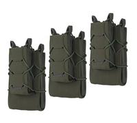 Tactical 3-Pack Rifle Magazine Pouch Holder - MOLLE-Compatible Dual AK AR Style Mag Carrier for for 5.56 & 9mm, Belt or Vest Mount (Green)