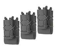 Tactical 3-Pack Rifle Magazine Pouch Holder - MOLLE-Compatible Dual AK AR Style Mag Carrier for for 5.56 & 9mm, Belt or Vest Mount (Grey)
