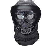 Tactical Air Gun Skull Full Face Mask With Headgear Hood, Innovative Wearing Design Adjustable Shoulder Strap Full Face Protection Paintball Equipment With Goggles, 19cmx18cm