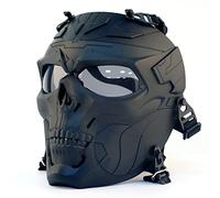 Tactical Airsoft Full Face Skull Mask, Adjustable Paintball Full Face Protective Masks with Pc Lens Goggles for Bbs Cs Game Halloween Cosplay