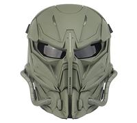 Tactical Airsoft Mask, Grey Lens Full Face Skull Paintball Protective Mask for Cs Wargame Halloween Cosplay Costume Party (OD)