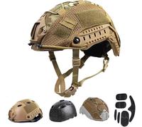 Tactical Airsoft Paintball Fast Helmet + Helmet Cover，PJ Type Tactical Multifunctional Protective NVG Mount For Outdoor Sports Hunting Shooting (Black)