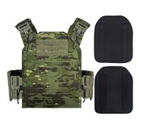 Tactical Airsoft Vest - Quick Release Mens 1000D Nylon Military Plate Carrier Adjustable MOLLE Combat Vest for Airsoft Paintball Wargame CS Outdoor Game (CAMO Green)