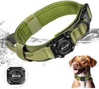 Tactical Airtag Dog Collar, Waterproof Airtag Holder Design, Durable & Adjustable Nylon Dog Collar Heavy Duty Metal Buckle with Handle for Dog Training Accessories by RHXOFYANG (XL,Green)