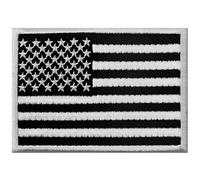 Tactical American Flag Embroidered Patch USA United States of America Military Iron On Sew On Emblem - White & Black