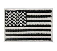 Tactical American Flag Patches Embroidered USA Badge United States of America Applique Military Fastener Hook & Loop Emblem, White & Black