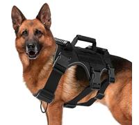 Tactical Anti Pull Dog Harness, Adjustable Breathable Pet Vest Harness, No Pull Dog Harness with Neck Release Buckle, Reflective Harness for Small, Medium, Large Dogs (L)