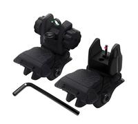 Tactical Backup Sights Fiber Optics Sights, Flip-up Front+Rear Sight Rail Visible Dot, Fit 20mm Picatinny Rail, Tool-Free Adjustable Front Sight Rapid Transition