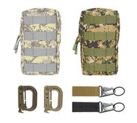 Tactical Bag Mini Belt Bag - Pack of 2 Compact Belt Bag, Hiking Waist Pack with D Buckle + Hawk Beak Closure, Multipurpose Bag for Camping Hiking, Khaki + Brown, Tactical bag