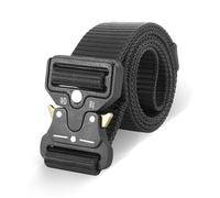 Tactical Belt Black, Light Work Belts for Men Elasticated Military Army Webbing Mens Belts Work Belt with Quick Release Buckle for Work Camping Outdoor Sports Hunting, 125 cm