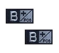 Tactical Blood Type Patches B+ Positive POS Hook and Patch 2-Pieces Embroidered 2"x1" Morale Military Navy Army Badge for Outdoors Patches (B+)
