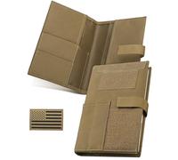 Tactical Book Cover for 5.5" x 8" Military Log Book, Green Book Protective Holder, Detachable Army Field Notebook Cover with Flag Patch, for Protecting Notes, Book(Tan, 5.7x8.7 in)