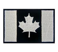 Tactical Canada Flag Embroidered Patch Canadian Maple Leaf Embroidered Fastener Hook & Loop Emblem, White & Black