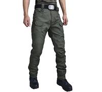 Tactical Cargo Trousers for Men UK Straight Leg Slim Fit Work Pants Lightweigh Elastic Waist Combat Trousers with Multiple Pockets Camping Outdoor Workwear Pant