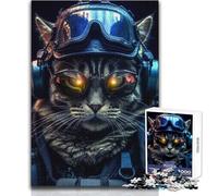 Tactical Cat 1000 Piece Jigsaw Puzzles for Adults Interactive Cognitive Skill Game Unique Memorable Present Idea Size 38x26cm