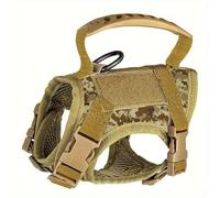 Tactical Cat Harness, Pet Walking Harness Anti-Burst Breathable Pet Harness with Letter Stickers for Cats and Dogs (Khaki)