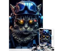 Tactical Cat Jigsaw Puzzles 1000 Piece for Adults Great Gifts for Games Birthday Present Toy Wall Decor Suitable for People Aged 14 And Above (38x26cm)