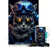 Tactical Cat Jigsaw Puzzles 1000 Pieces for Adults Memory Boost Warm Time Image Assembly Fine Art Piece (50x75cm)