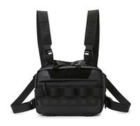 Tactical Chest Bag for Fishing & Outdoor - Durable Water-Resistant Chest Pack with Adjustable Straps, Multi-Pocket Design for Fly Fishing, Hiking, Cycling (Black)