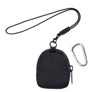 Tactical Compact Coin Pouch, Belt Mini EDC Key Bag Utility Lanyard Hanging Purse Keychain Earphone Pockets Military Backpack Accessories (Black-2)