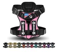 Tactical Custom Dog Harness with Personalized Name and Number Patches - Adjustable No Pull Service Dog Vest with Handle and US Flag Patch (Pink)
