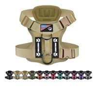 Tactical Custom Dog Harness with Personalized Name and Number Patches - Adjustable No Pull Service Dog Vest with Handle and US Flag Patch (Khaki)