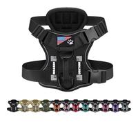 Tactical Custom Dog Harness with Personalized Name and Number Patches - Adjustable No Pull Service Dog Vest with Handle and US Flag Patch (Black)