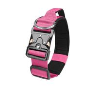 Tactical Dog Collar, Adjustable Dog Necklace with Control Handle, Resistant and Comfortable Dog Necklace for Medium Size Large Training (M-Rose Red)