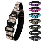 Tactical Dog Collar, Adjustable Military Collar with Handle and Heavy Duty Metal Buckle, Thick Dog Collars for Medium and Large Dogs (Khaki Camouflage, L)
