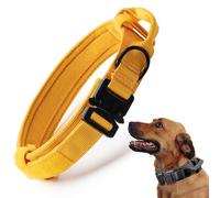 Tactical Dog Collar, Adjustable Military Training Nylon Dog Collar with Control Handle and Heavy Quick-Release Metal Buckle for Small Medium Large Dogs, Yellow M