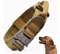 Tactical Dog Collar, Adjustable Military Training Nylon Dog Collar with Control Handle and Heavy Quick-Release Metal Buckle for Small Medium Large Dogs, Brown M