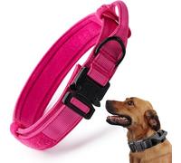 Tactical Dog Collar, Adjustable Military Training Nylon Dog Collar with Control Handle and Heavy Quick-Release Metal Buckle for Small Medium Large Dogs,Pink S