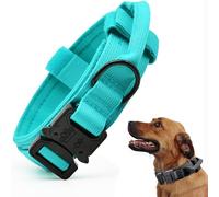 Tactical Dog Collar, Adjustable Military Training Nylon Dog Collar with Control Handle and Heavy Quick-Release Metal Buckle for Small Medium Large Dogs, Blue L