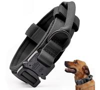 Tactical Dog Collar, Adjustable Military Training Nylon Dog Collar with Control Handle and Heavy Quick-Release Metal Buckle for Small Medium Large Dogs, Black XXL