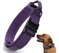 Tactical Dog Collar, Adjustable Military Training Nylon Dog Collar with Control Handle and Heavy Quick-Release Metal Buckle for Small Medium Large Dogs, Purple L