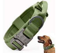 Tactical Dog Collar, Adjustable Military Training Nylon Dog Collar with Control Handle and Heavy Quick-Release Metal Buckle for Small Medium Large Dogs, Green XXL