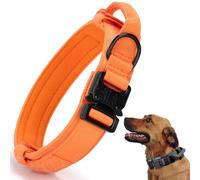 Tactical Dog Collar, Adjustable Military Training Nylon Dog Collar with Control Handle and Heavy Quick-Release Metal Buckle for Small Medium Large Dogs, Orange XL