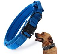 Tactical Dog Collar, Adjustable Military Training Nylon Dog Collar with Control Handle and Heavy Quick-Release Metal Buckle for Small Medium Large Dogs, Dark Blue L
