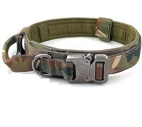 Tactical Dog Collar & Lead - Heavy-Duty Military Nylon Adjustable Collar with Padded Comfort, Breathable Design, Strong Handle & Metal Buckle for Medium & Large Dogs (Camouflage Collar, L)