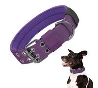 Tactical Dog Collar Military Dog Collar Adjustable Training Nylon Dog Collar Heavy Duty Metal Buckle with Black Patch,Tactical Collars for Medium Large Dogs (Violet, X-Large)
