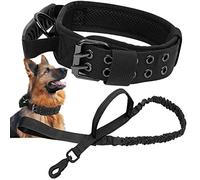 Tactical Dog Collar with Control Handle and Dog Lead, Military Dog Collar Soft Padded Nylon Dog Collar Adjustable Collar for Medium Large Dogs