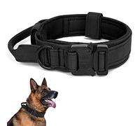 Tactical Dog Collar with Handle - Military Dog Collars Adjustable Training Collar Premium Nylon Dog Collar Heavy Duty Metal Buckle Collar for Medium Large Dogs (L, Black)