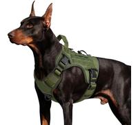 Tactical Dog Harness for Large Dogs, Heavy Duty No Pull Dog Harness with Handle, Adjustable Reflective Military K9 German Shepherd Big Size Dog Vest for Walking, Training, Hunting, Green (Green)