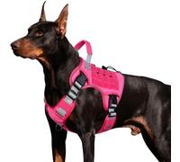 Tactical Dog Harness for Large Dogs, Heavy Duty No Pull Dog Harness with Handle, Adjustable Reflective Military K9 German Shepherd Big Size Dog Vest for Walking, Training, Hunting, Green (Rose red)